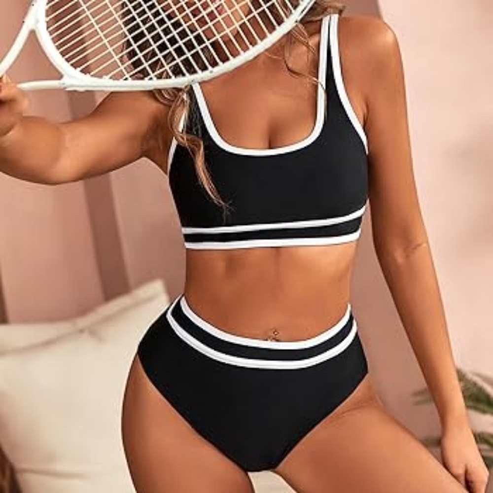 NWT Amazon High Waisted Swim Set Size Medium